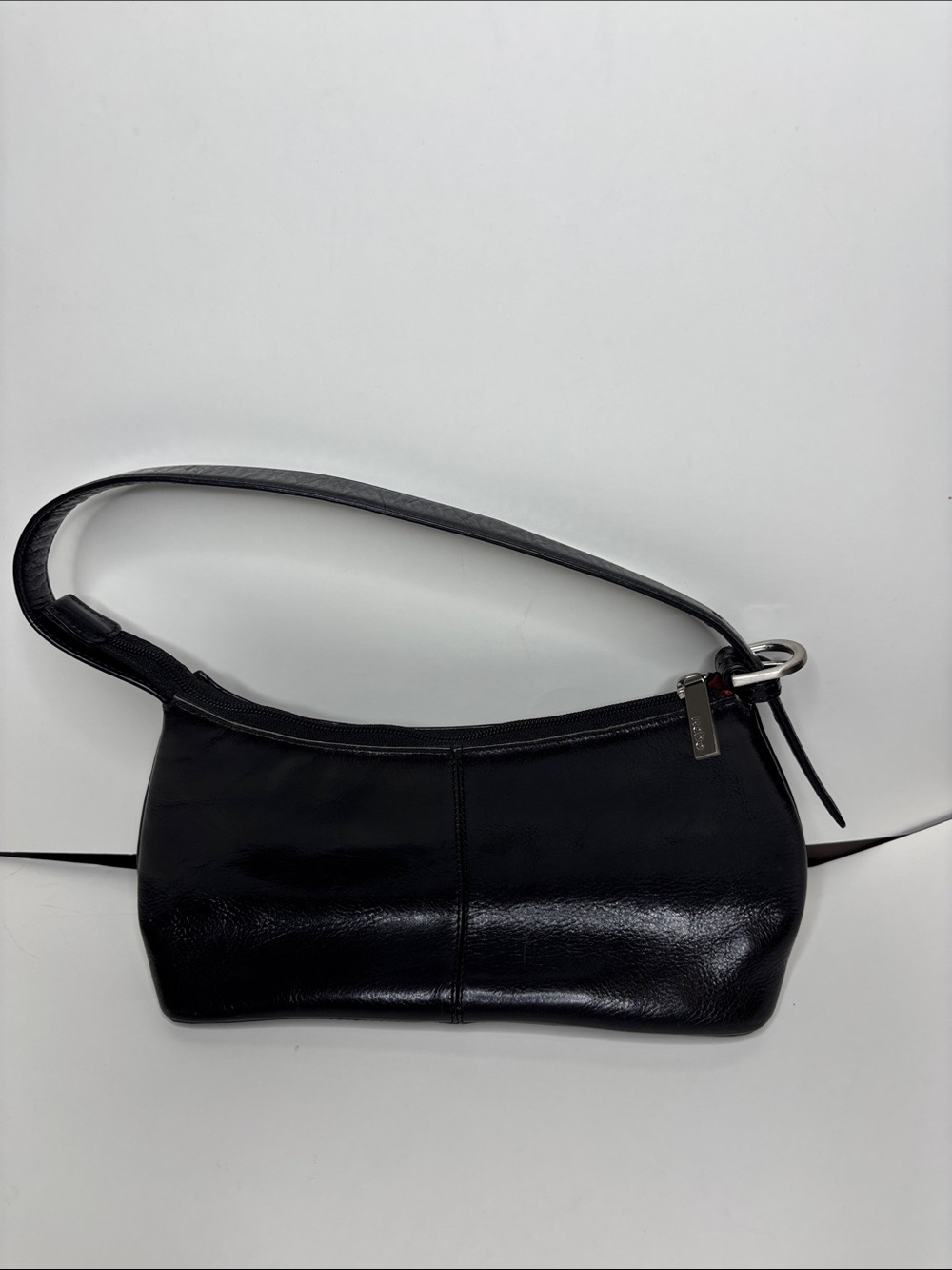 HOBO Black Leather Hobo Shoulder Bag with Silver Accent